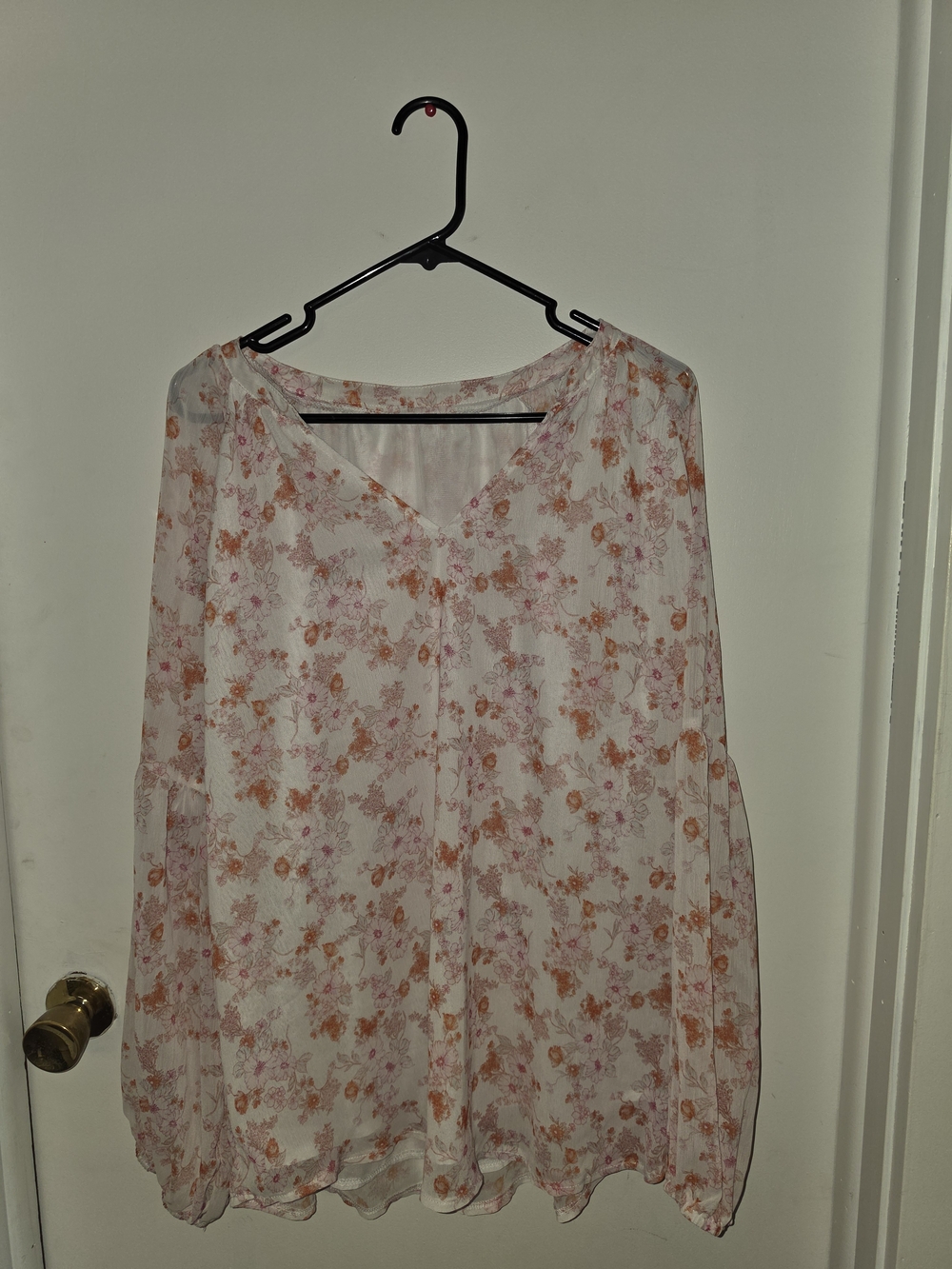 Delicate Sheer Floral Blouse in Pink and Peach